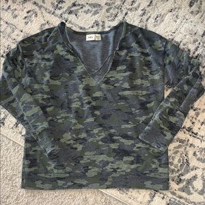 Daytrip Green Camo V-Neck Top